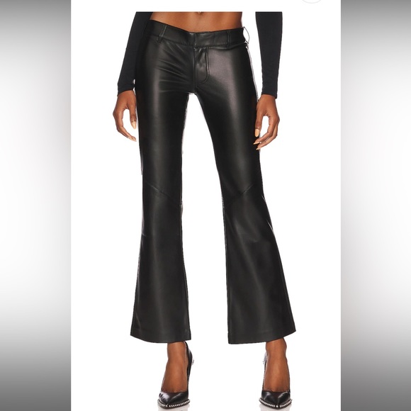 Free People Pants - Free People Love Language Low-Rise Slim Faux Leather Flare Pants